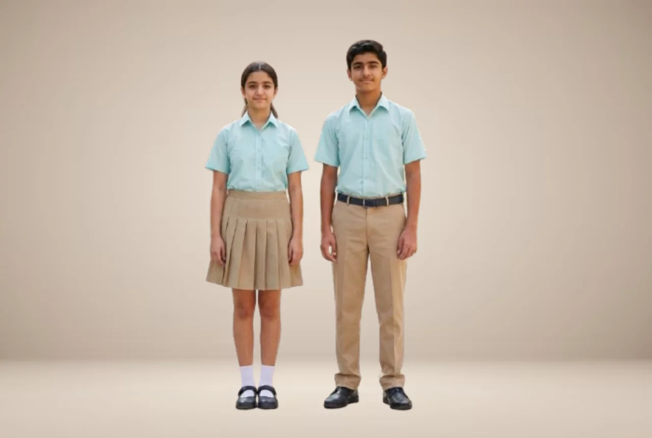 Formal school uniform range displayed for institutional supply
