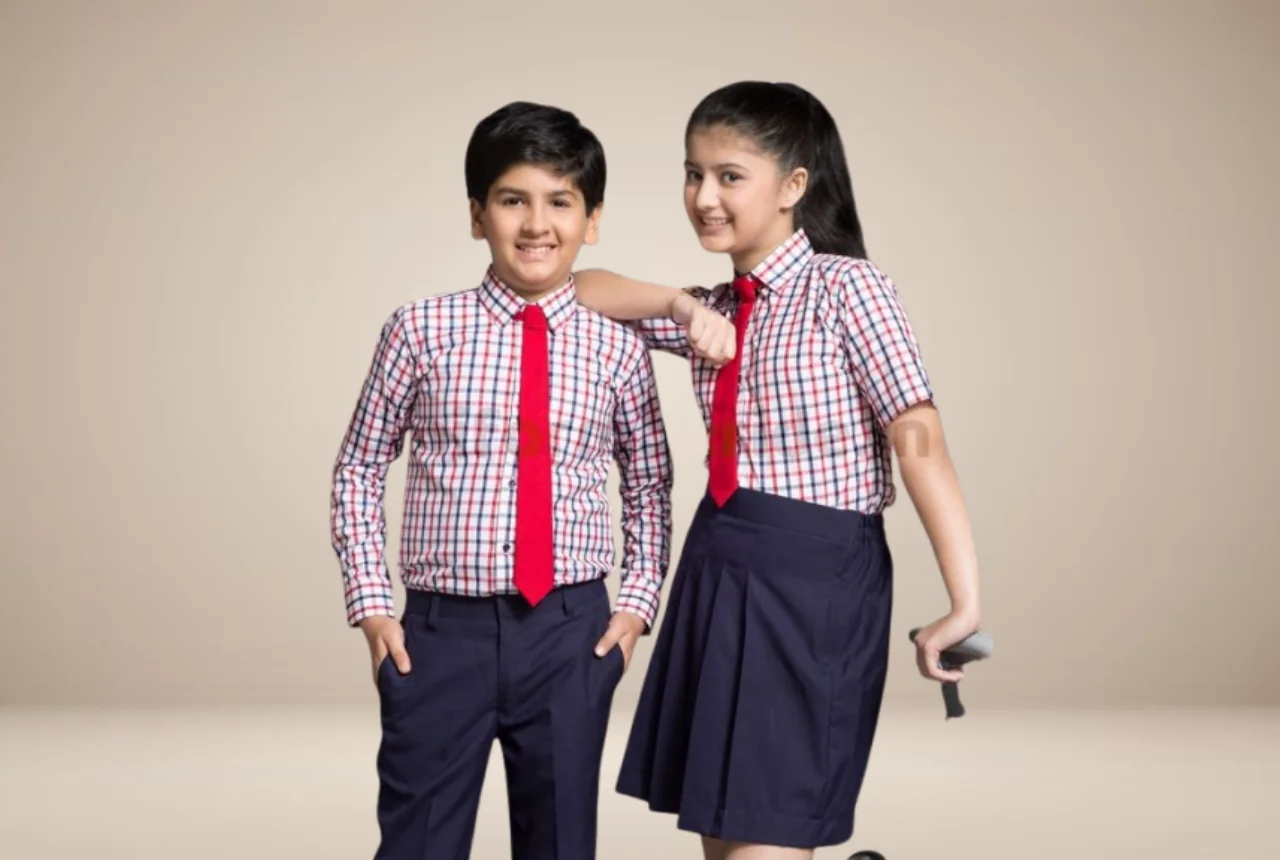 Students wearing coordinated school uniform blazers